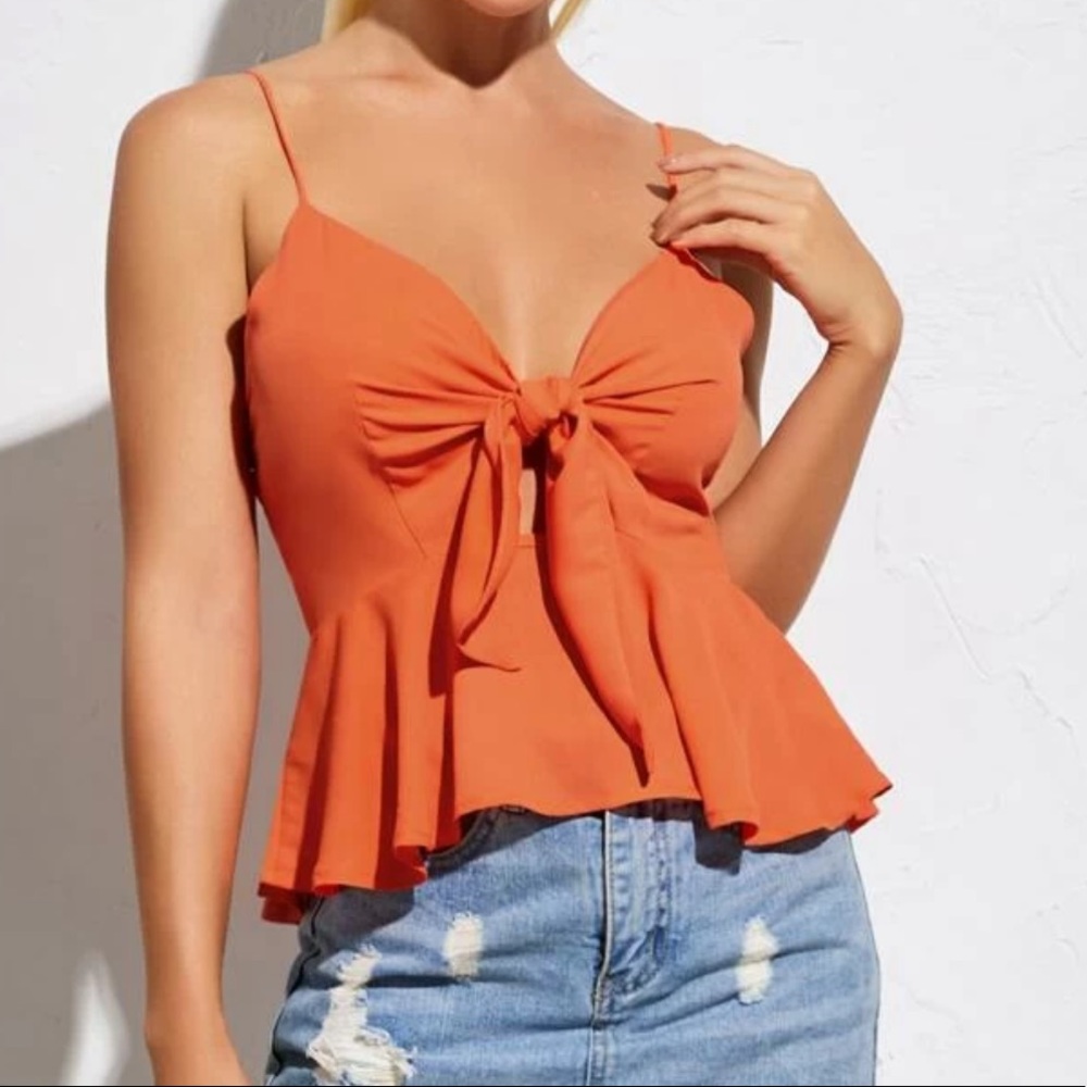 NEW Shein tie front ruffle top (size small / 4)